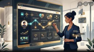Современная редакционная иллюстрация на тему психологии UX для дизайна премиальных сайтов в минималистичном стиле